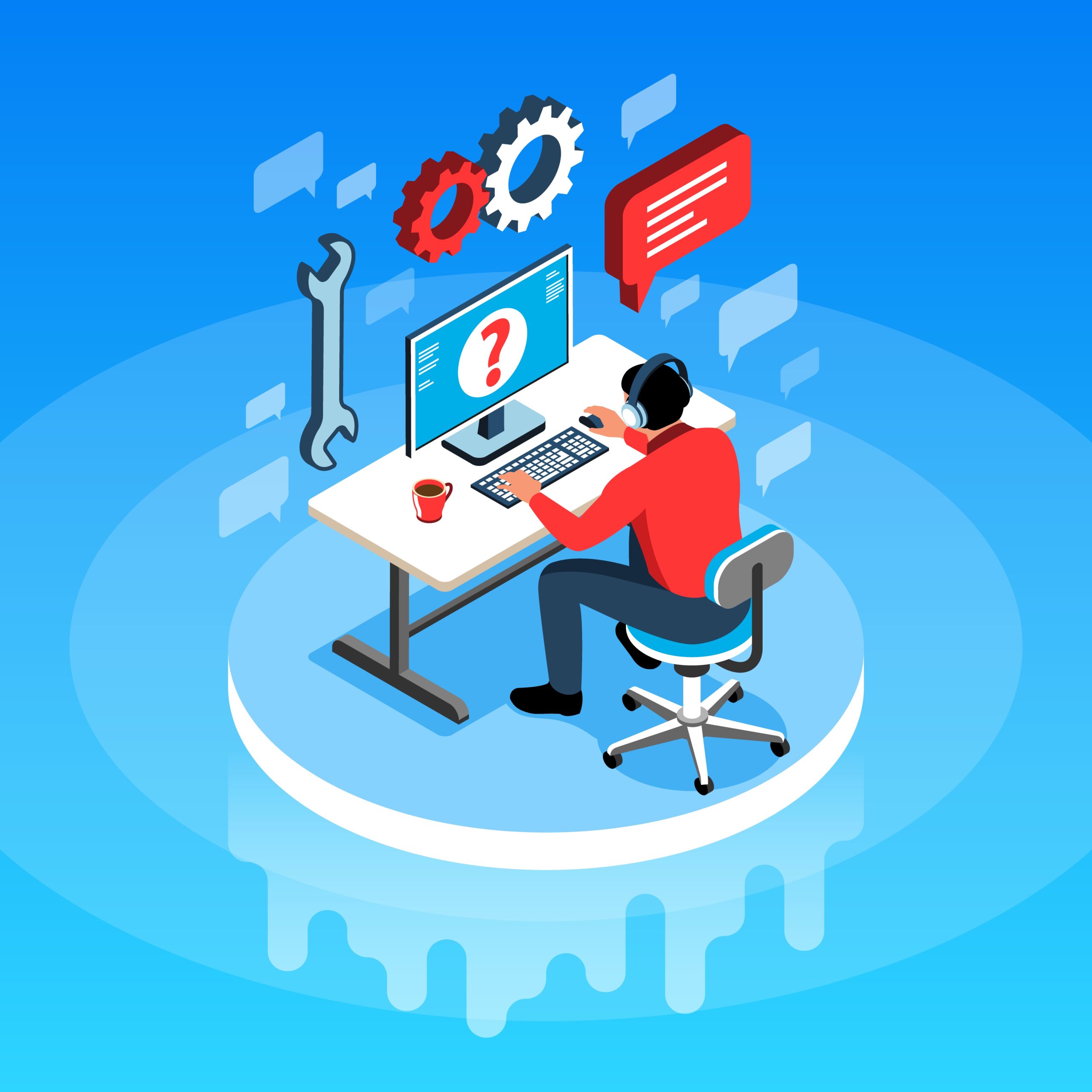 Online technical support isometric background with male hotline operator in headset answering customer questions on internet vector illustration SSUCv3H4sIAAAAAAACA01RTU/DMAz9K1HOhYF26w3BhEBCTHCcOLiJaa2lcclHyzT1v+N0G9rNL37283s56gYiGV0fNTmXYwqQiL2u7yuNlhIHAqfru7nSMUHKEaNwBRlI2Ep3wZclu2N517XeIg8OtQzlRuAbej1Xl+bLlVBcPToabh5C+ievn/T8VWlo0ZtDERO1gA5h0d5Jaz8lDP35kJEs8qmEbKmUemQDTvrrcqhocV9e2wBDRybQiKFgi9FIod+9I48qoek8yaCKeRg4JEWRe0yBjGrA7NvA2Vs1UepUDw5Vx2kZ5AHFDAdFXnUINmJS4OOEgXyrTvoY1E/GuFhW7IUqFrwQRzTL6FUmt2ojyUMjEpvtp6yy6gO9xUXgdfusvjn0UAJLvyVPXZ2DPe2KK8Pe4JAyuNViih23h9WEjTB5L387z/MfcKzkdPkBAAA=